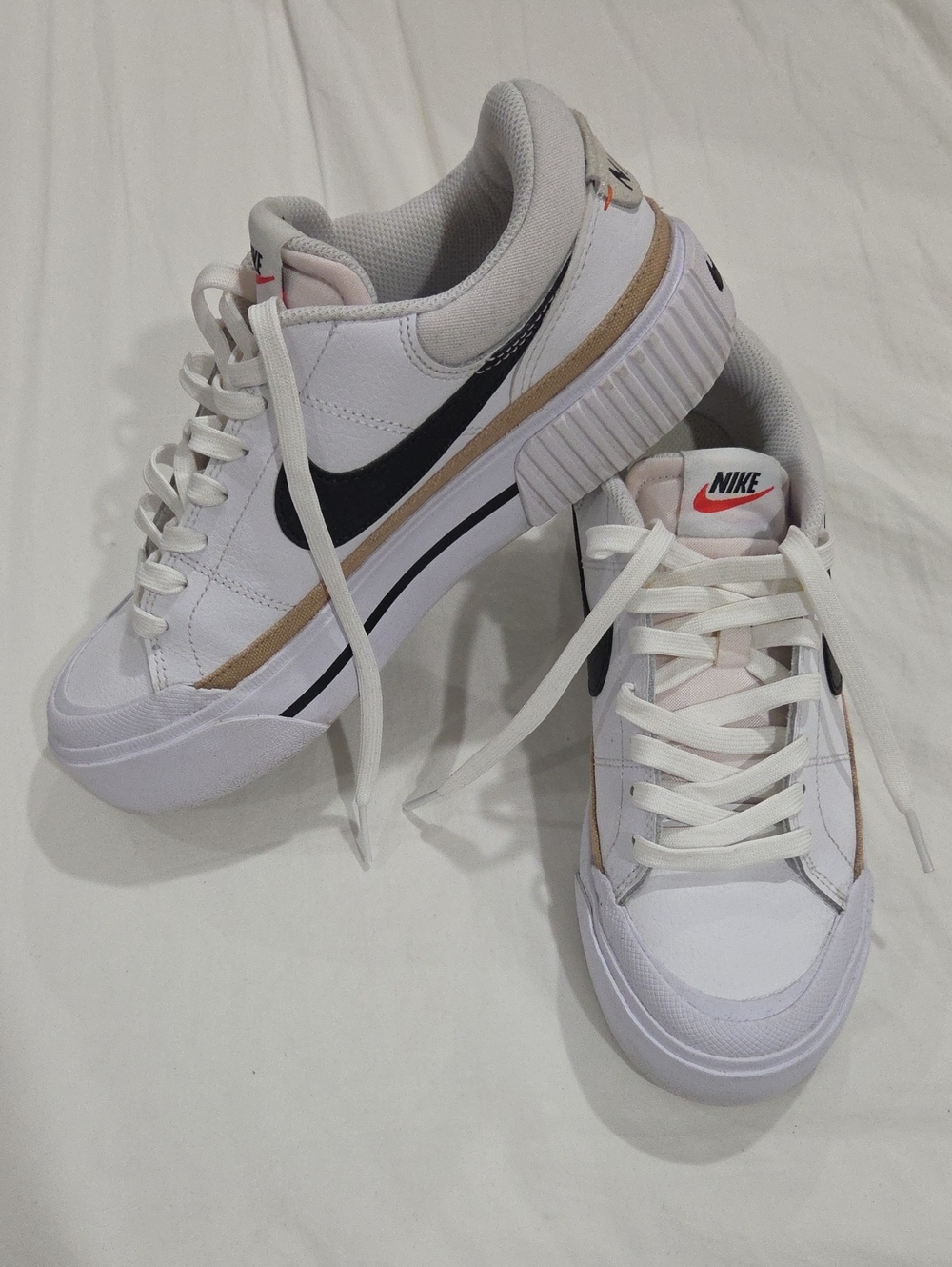 Nike Court Legacy Lift Women’s Platform Sneakers – White/Black/Hemp